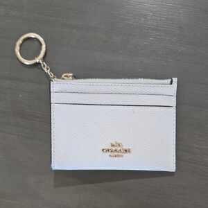 Coach Light Gray Card Holder Keychain